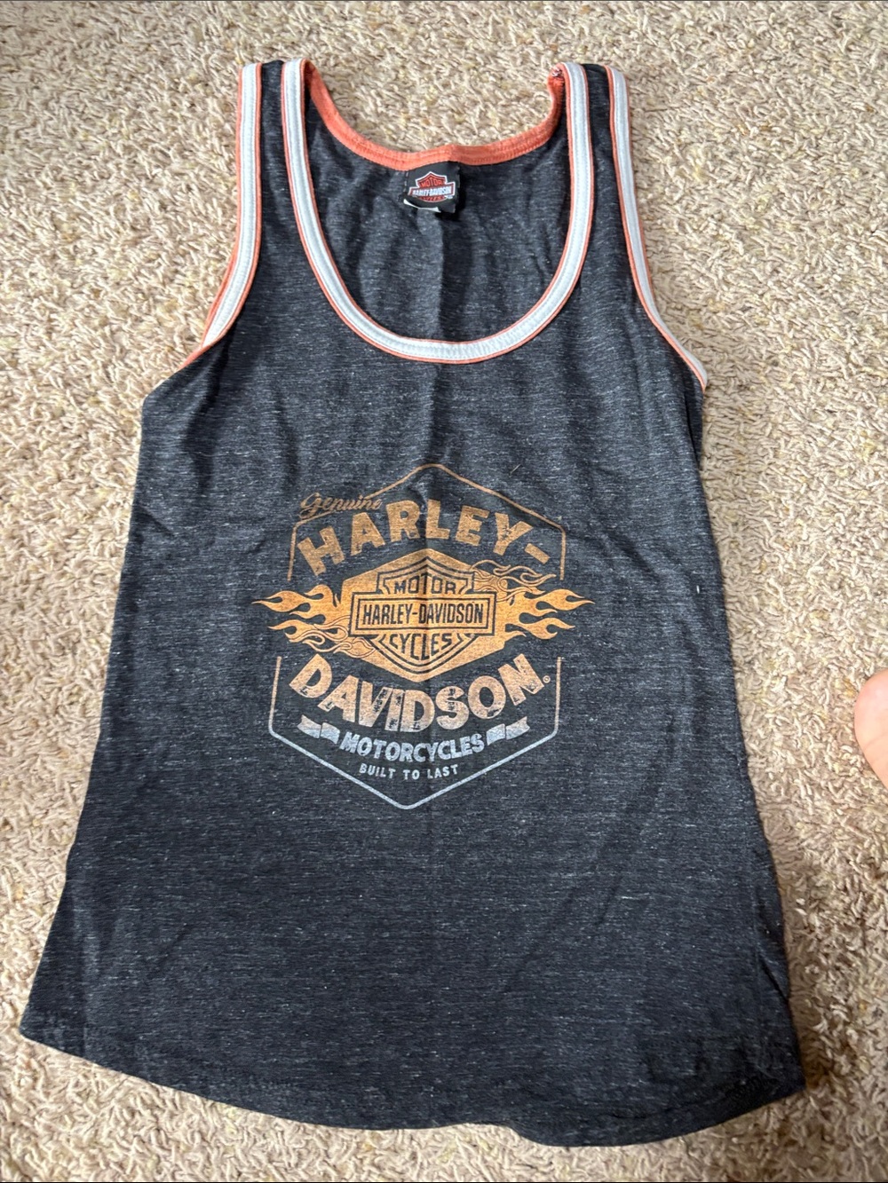 Harley-Davidson Black and Orange Logo Racerback Tank